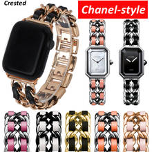 Cuban Link Strap for Apple watch 6 band 40mm 44mm iWatch serie SE 5 4 3 Chanel Leather+Metal Bracelet Apple watch band 38mm 42mm 2024 - buy cheap