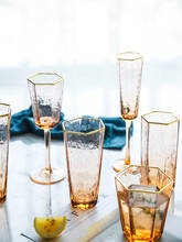 Copo de água hexagonal, 2 peças, padrão para martelo, vinho, champanhe, copo de água, vidro de cristal âmbar, champanhe, marca, copo de uísque, goblet 2024 - compre barato