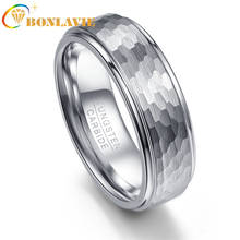 Bonlavie anel masculino de aço inoxidável, anel de aço de tungstênio fosco geométrico anel masculino de aniversário 2024 - compre barato