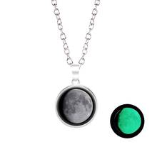 Colar com pingente de lua luminosa, colar feminino decorativo com lua, joia e colar 2024 - compre barato