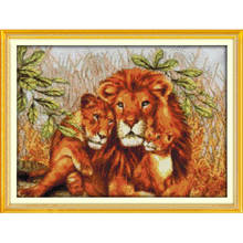 Everlasting Love Christmas A  Lion Family Chinese Cross Stitch Kits Ecological Cotton Stamped 11 14 CT New Store Sales Promotion 2024 - buy cheap
