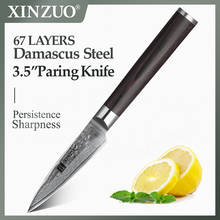 XINZUO 3,5 "нож для очистки овощей, кухонный нож из дамасской стали, ножи для пилинга фруктов, ручка Pakkawood, столовые салатные ножи из нержавеющей стали 2024 - купить недорого