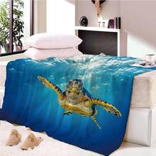 Manta con estampado de tortuga marina, tapete suave y cálido para viajes, colcha de playa, con dibujos animados 2024 - compra barato