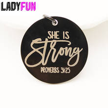 She Is Strong Charm Stainless Steel Strong Women Charms High Polish Mirror Surface Pendant 2024 - buy cheap