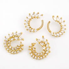 FLOLA Gold Filled Flower CC Shape Stud Earrings For Women CZ Cubic Zirconia Ear Climber Statement Jewelry aros trepador erst99 2024 - buy cheap