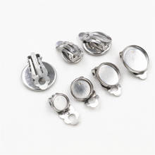 6/8/10mm 10pcs/lot Stainless Steel Material Ear Clips ,Stainless Steel Earring Base Cameo Bezels Tray For Jewelry Supplies 2024 - buy cheap