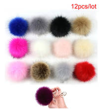 Pompón de pelo Artificial hecho a mano para sombrero, llavero, pompones, accesorios de joyería, 8cm, 12 unidades 2024 - compra barato