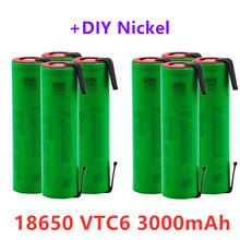 Bateria de íon de lítio 100% original vtc6 3.7v 3000mah 18650 30a descarga para ferramentas usadas + folhas de níquel para faça você mesmo 2024 - compre barato