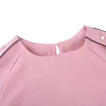 Moda feminina chiffon camisa feminina com contas blusa de manga comprida de cor sólida 2024 - compre barato
