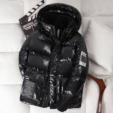 2020 New Men's Glossy White Duck Down Jacket Winter Warm Thick Hooded Parker Fashion Casual Waterproof Shiny Coats Male Brand 2024 - buy cheap