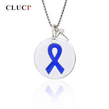 CLUCI-Colgante de Plata de Ley 925 con diseño de Autismo para mujer, colgante redondo con diseño de autismo, de plata auténtica, joyería SP296SB, 925 2024 - compra barato