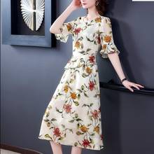  Summer Women Fashionable Floral Long Dress Elegant Print Office Lady Vestidos Elegantes Beautiful Female Dresses Ruffles 2024 - buy cheap