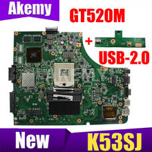 Akemy Новая материнская плата для ASUS K53SC X53S K53SV K53SM K53SJ P53Sj Материнская плата ноутбука HM65 GT520M-GPU USB-2.0 2024 - купить недорого