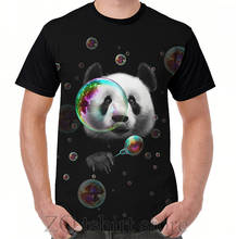 Camiseta gráfica de panda, camisetas para homens e mulheres, estampa engraçada, gola redonda, manga curta 2024 - compre barato