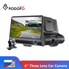 Podofo 4 ''три объектива Автомобильная камера видео регистратор 170 градусов широкий угол Dash Cam видео рекордер g-сенсор Dashcam авто камера 2024 - купить недорого