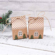 50Pcs House Shape Christmas Candy Gift Bags With Ropes Xmas Tree Cookie Bags Merry Christmas Guests Packaging Boxes Party Decor 2024 - buy cheap
