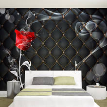 Custom Mural Papel De Parede 3D Rose Flower Black Soft Package Bedroom Living Room TV Background Wall Decor Painting Wallpaper 2024 - buy cheap