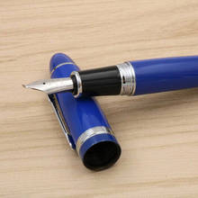 Jinhao 159 caneta tinteiro azul lacquerred médio curva nib prata rotação elegante assinatura artigos de papelaria material escolar escritório escrita 2024 - compre barato