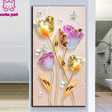 5d cross stitch Modern 5D flowers diy Mosaic diamond embroidery all drill square drill wallpaper decor rhinestone pictures larg 2024 - buy cheap