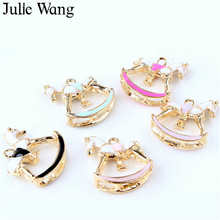 Julie Wang-colgante de aleación de caballo de Troya esmaltado, Accesorio para hacer joyas, collar, pulsera, 5 piezas 2024 - compra barato