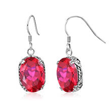 Retro 100% 925 Sterling Silver Oval Ruby Drop Earrings For Women Natural Red Gemstone Ruby Fine Jewelry Best Gifts Factory 2024 - buy cheap