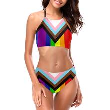 Bikinis  Progress  Pride Flag Exotic 2021 Women Swimsuit Low Waist dress sets R333 Women bathing suit SwimSuit 2024 - buy cheap