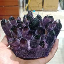 Dhxyzb cluster com pedras primas de ametista natural, 700-1550g, minerais de cristal de quartzo de cura reiki, remove a energia negativo 2024 - compre barato