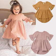 Toddler Girls Baby Kid Ruffle Sleeve Dresses Infant Dress Infant Girl Clothes Clothing Dress 1-5Y 3 Color 2024 - buy cheap