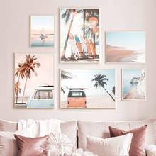 Tela de pintura, arte, palmeira para o mar, praia, surfe, parede, pôsteres nórdicos, impressões, imagens de paisagem, decoração para sala de estar 2024 - compre barato