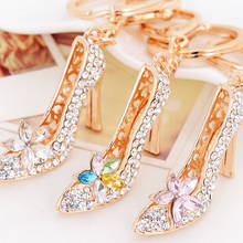 RE Women Crystal High heels Keychain Gold Metal Pendant Fashion Key Ring Student White Jewelry Gift Car Keychains porte clef 2024 - buy cheap