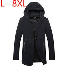 plus size 8XL 6XL 5XL 4XL New black long tretch jacket coat men famous brand thin spring 100% Nylon coat male 2024 - buy cheap