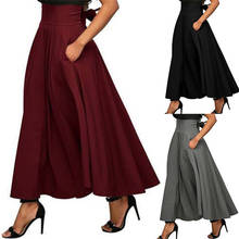 Fashion Elegant Women High Waist Flared Pleated Long Skirts Gypsy Maxi Skirt +Pockets 5 Sizes Long Skirt SKirts Womens 2024 - buy cheap