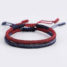 Vintage Rope Bracelet Tibetan Buddhist Lucky Charm Bracelets For Women Men Handmade Knots Crimson Navy Rope Thread Bracelet Gift 2024 - buy cheap