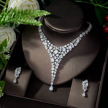 HIBRIDE-Conjunto de joyería de lujo para novia, Juego de 2 piezas de pendientes y collar de Zirconia cúbica AAA, N-1069 2024 - compra barato