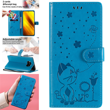 Funda de cuero con tapa para teléfono Xiaomi Poco X3 NFC 10 Ultra Redmi 9A 9C, carcasa bonita con estampado de gato, ranura para tarjeta, estilo de libro 2024 - compra barato