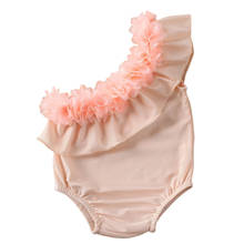 2021 bebê recém-nascido menina sem mangas flor roupa de banho macacão um ombro plissado floral maiô beachwear uma peça 0-24m 2024 - compre barato