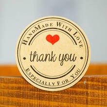 Etiquetas adhesivas de papel Kraft Vintage "Thank you", corazón redondo, bolsa de regalo para fiesta, para botellas etiquetas, etiquetas adhesivas artesanales hechas a mano, 102 Uds. 2024 - compra barato
