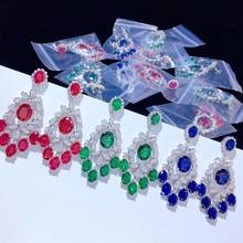 vintage 925 sterling silver with cubic zircon drop earring fine women jewelry free shipping blue green red color 2024 - buy cheap