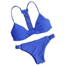 Bikini Bathing Suit Swimsuit Swimwear Two Pieces Set Biquini With Breast Backer For Women Girl Lady Royal Blue DK57 2024 - buy cheap