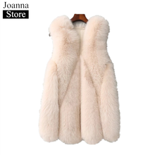 Winter Women Faux Fox Fur Long Coat Furry Slim White Thick Faux Vest Teddy Bear Fluffy Jackets Plus Size Fake Fur Ladies Gilet 2024 - buy cheap