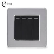 Coswall 4 Gang 1 Way Luxury Light Switch On / Off Wall Switch Stainless Steel Panel AC 110~250V 2024 - buy cheap