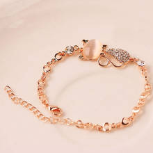 1Pc Gold Color Cat Stone Unique Bracelet Classic Cute Austrian crystal Womens Jewelry Bracelet 2024 - buy cheap