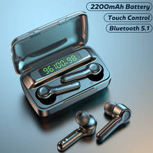 TWS Bluetooth-совместимые наушники 5,1, стереонаушники, беспроводные наушники 2000 мА/ч, зарядная станция, спортивные водонепроницаемые наушники, гарнитура с микрофоном 2024 - купить недорого