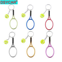 DSYCAR 1Set Tennis Key Chain Set Sports Lovers Mini Tennis Ball and Racket Model Keychain Novelty Handbag Lover Sport Key Rings 2024 - buy cheap