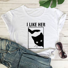 I Like Her Cat Looking Outside T-shirt Casual Unisex Spy Cat Graphic Tees Tops Funny Cat Mom Birthday Gift Tshirt Drop Shipping 2024 - buy cheap