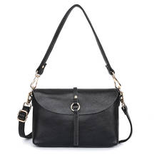 Bolsa feminina de couro legítimo, bolsa crossbody de mão com tassel, bolsa de ombro casual 2024 - compre barato