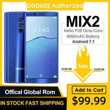DOOGEE Mix 2 6 ГБ ОЗУ 64 Гб ПЗУ Helio P25 Восьмиядерный 5,99 ''FHD + смартфон Quad Camera 16,0 + 13,0 MP 8,0 + 8,0 MP Android 7,1 4060 мАч 2024 - купить недорого