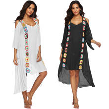 Mujer moda verano Stitch Strapless Irregular Beach blusa vestido Crochet mujer playa fuera del hombro Sexy Patchwork Sheer 2024 - compra barato