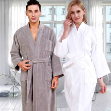 5 Star Hotal Cotton Long Terry Bathrobe Men Winter Plus Size Kimomo Bath Robe Women Thick Warm Towel Nightwear Bridesmaid Robes 2024 - buy cheap