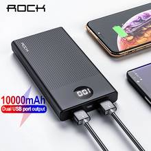 Портативный внешний аккумулятор ROCK, 10000 мА, 2 USB-порта 2024 - купить недорого